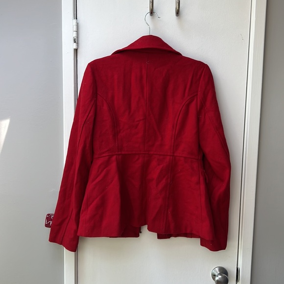 Anthropologie Tulle bright red nautical wool fitted pea coat size medium - Picture 4 of 5